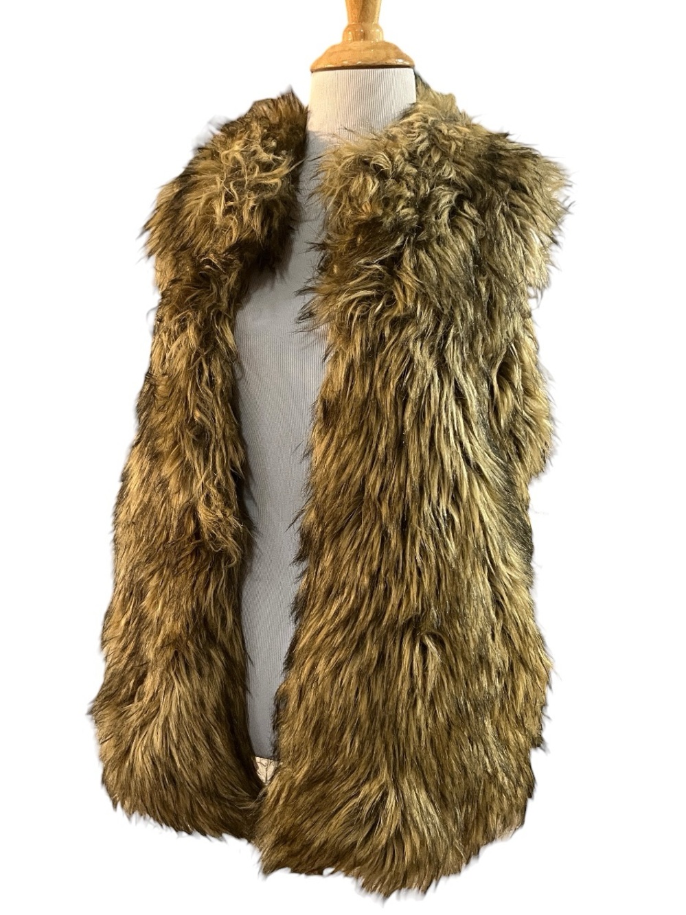 PPLA CLOTHING FAUX FUR VEST BROWN SIZE SMALL